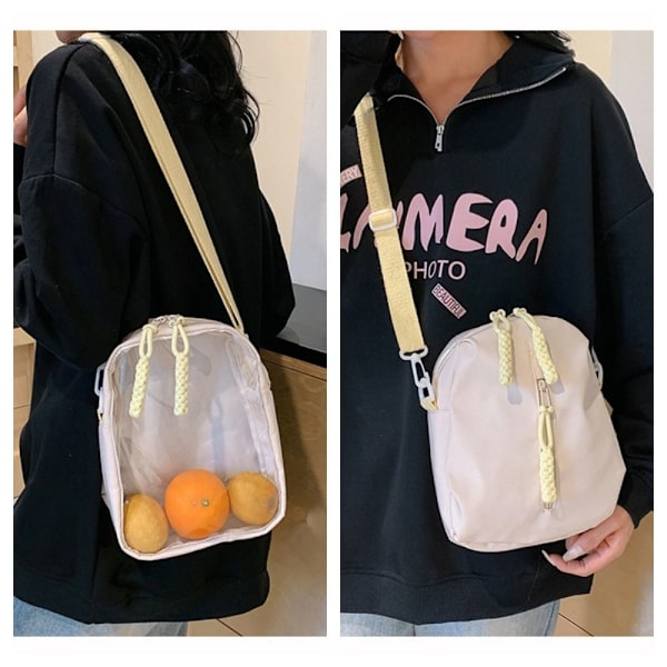 Candy Color Crossbody-väska Transparent ficka VIT White