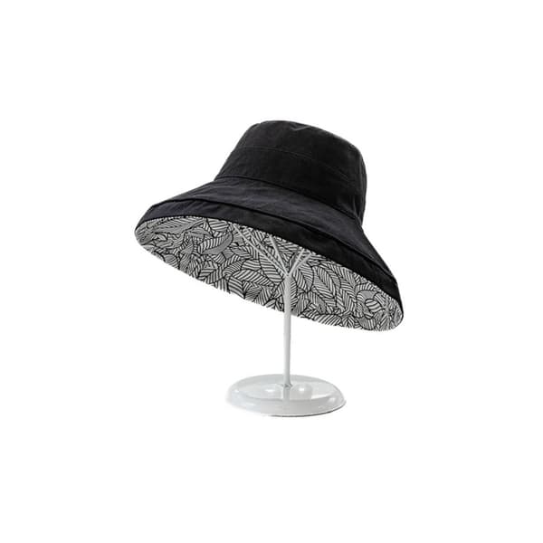 Dam Solskärmsmössa med Blomtryck, SVART Black