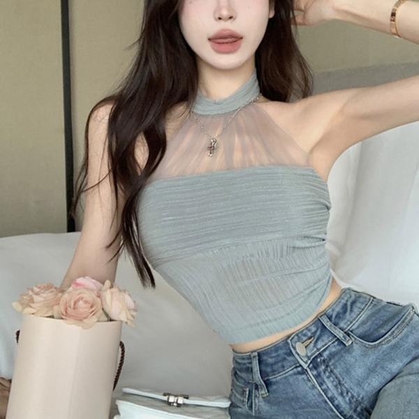 Mesh Sling Tank Top GRÅ Grey