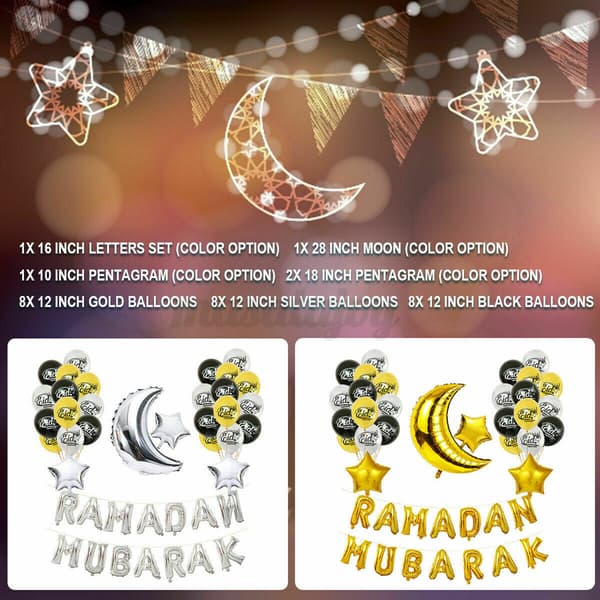 29 stk. Eid Mubarak Balloner Ramadan Mubarak GULD
