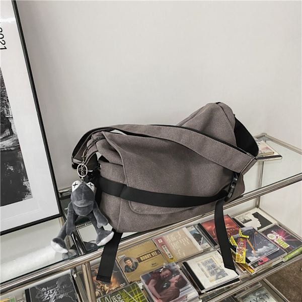 Nylon Crossbody Bag Messenger Laukut RUSKEA, RIIPPUUS brown with pendant-with pendant