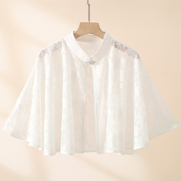 Rose Jacquard Polyester Sjalar Solskyddssjal VIT White