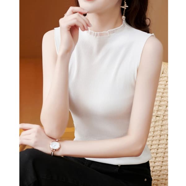 Ice Shreds Topp Stickad Topp VIT White