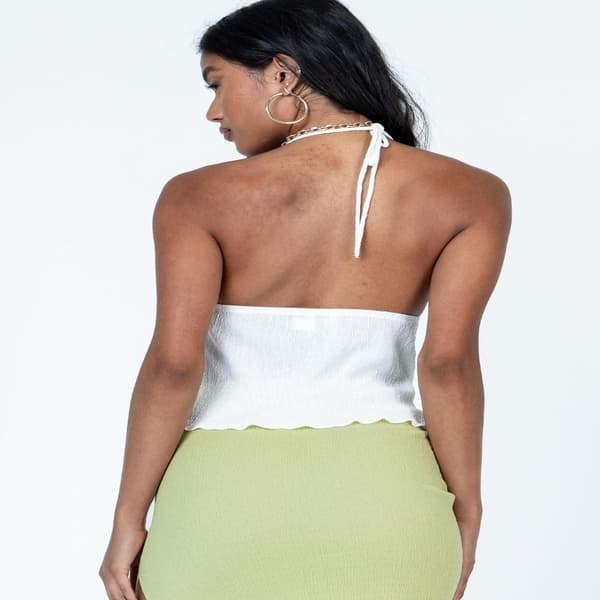 Dam Crop Tops Spetslinne Väst VIT M White M