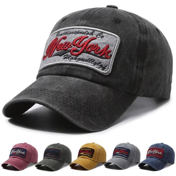 Broderte baseballcaps, slitte falmede hatter, GRÅ grey