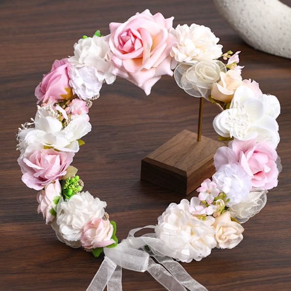 Kunstig blomsterkrans Håndlaget brudehodeplagg 3 3 3