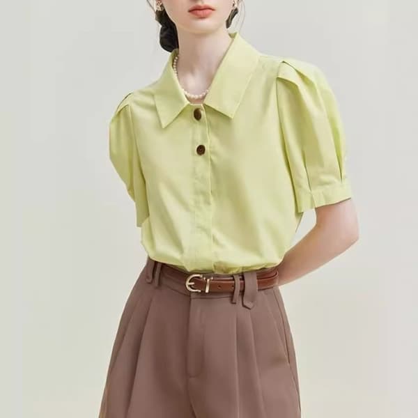 Puffermet bluse for kvinner M M