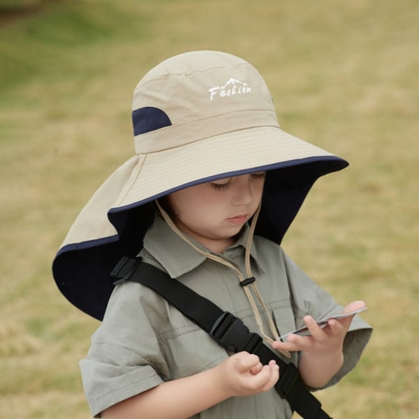 Solskyddad sommarhatt för barn Tunn fiskarhatt för barn khaki