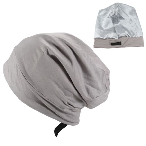 Mjuk Stretch Satin Huv Fodrad Sovmössa Hatt GRÅ grey