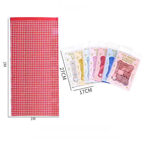 2m Wall Tausta Verho Shimmer Square Taustat PUNAINEN red