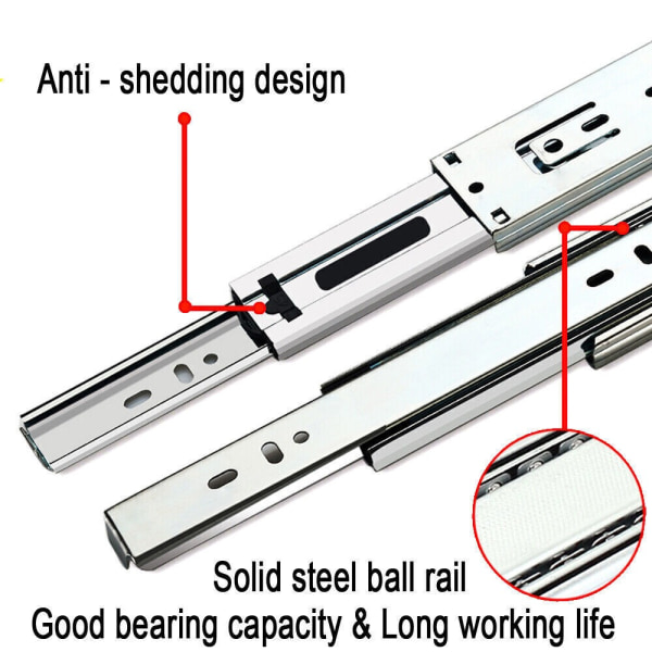 2 kpl laatikonkannattimet, vetoliukukäytävä 500 mm/20 tuumaa 500mm/20inch