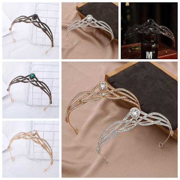 Hårbånd Brude Tiaras Krone SORT Black