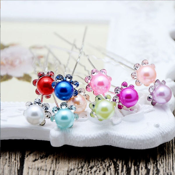 20 kpl Pearl Flower Hairpin Stick morsiamen hiusneula ROSE RED Rose Red