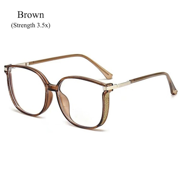 Blåt lysblokerende læsebriller til kvinder Anti-blåt lys Brown Strength 3.5x-Strength 3.5x