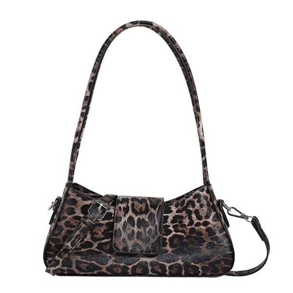 Leopard Handväska Läder Clutchväska BRUN brown