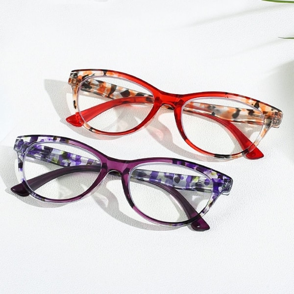 Anti-blått ljus Läsglasögon Fyrkantiga glasögon LILA Purple Strength 150