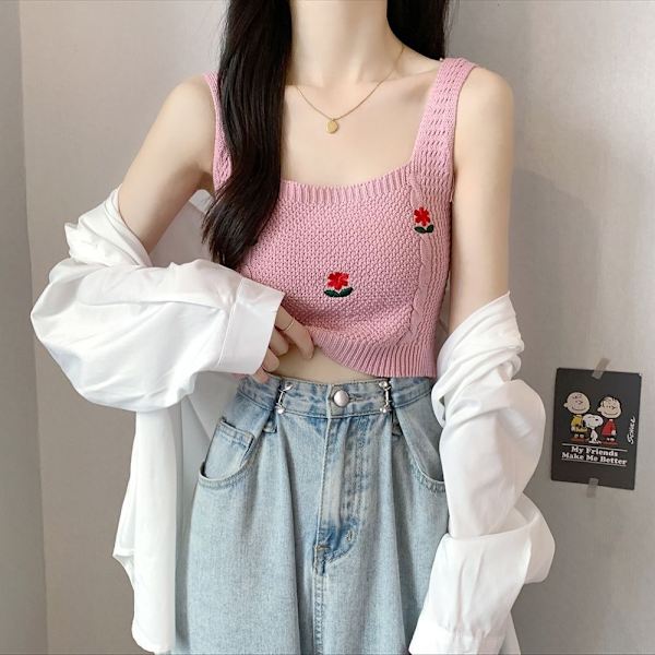 Suloinen neulottu Sling Vest PINK Pink