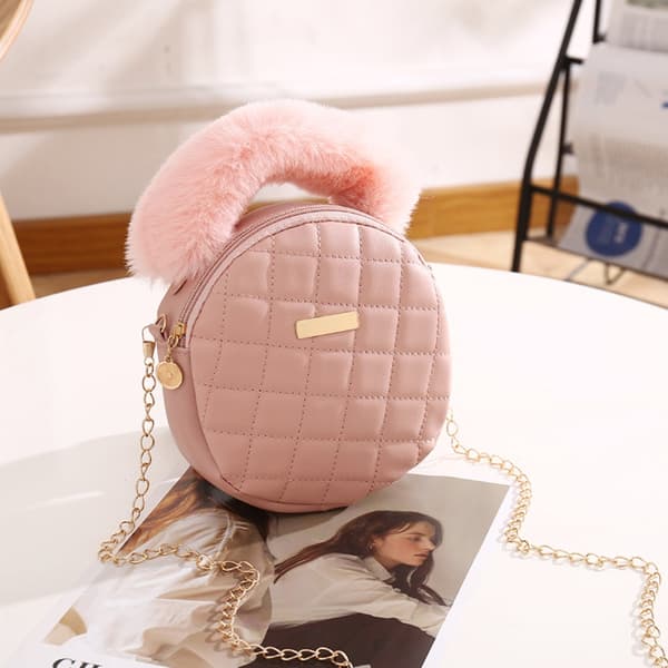 Faux Fur Tote Bag Top-handle Håndtasker PINK Pink