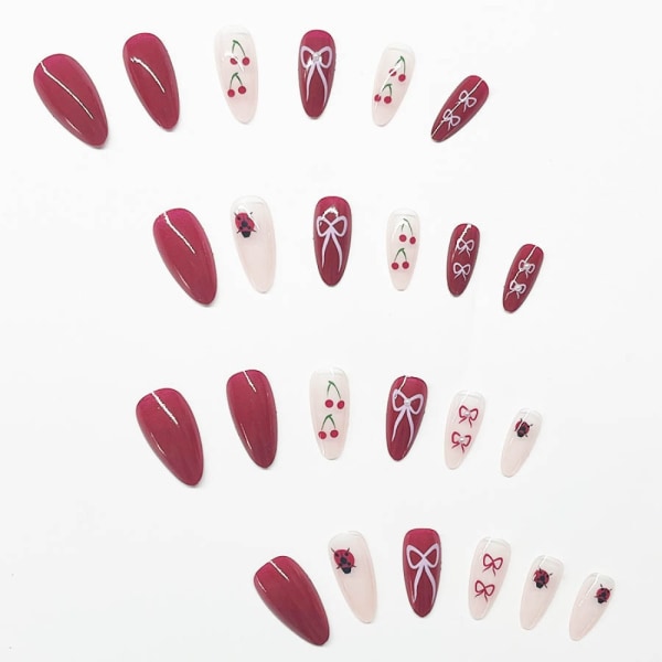 Almond Fake Nails 3D Long Fake Nails XSS98 XSS98 XSS98