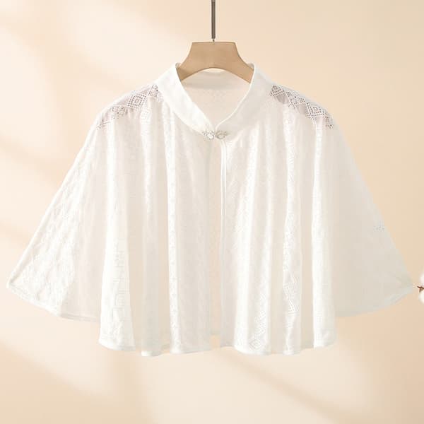 Rose Jacquard Polyester Sjal med Solbeskyttelse, Sort Black