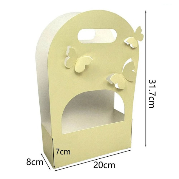 Foldbar Blomsterkasse Buket Indpakningsboks GUL ELLIPTISK Yellow Elliptic-Elliptic