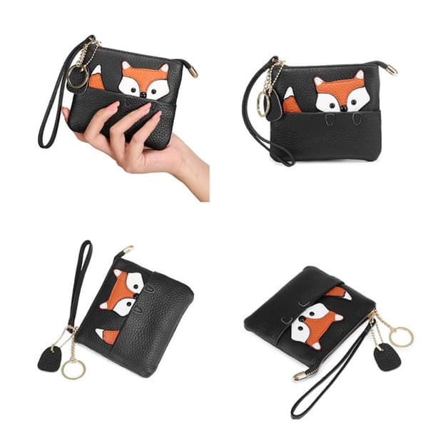 Tecknad Myntväska Mini Plånbok SVART black