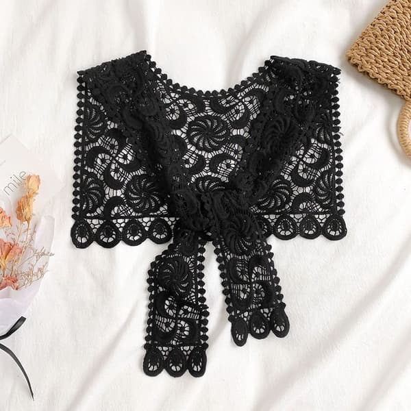 Strikket sjal bluse skuldre SORT Black