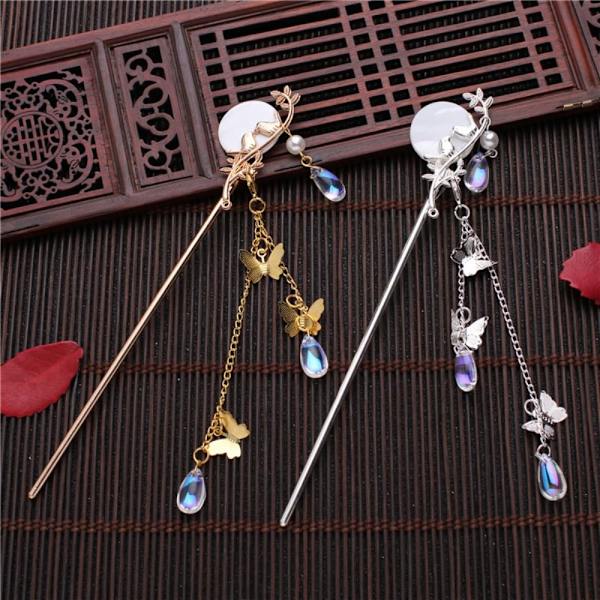 Pearl Tassel Hair Stick Butterfly Hårnål GULD STYLE2 STYLE2 gold style2-style2