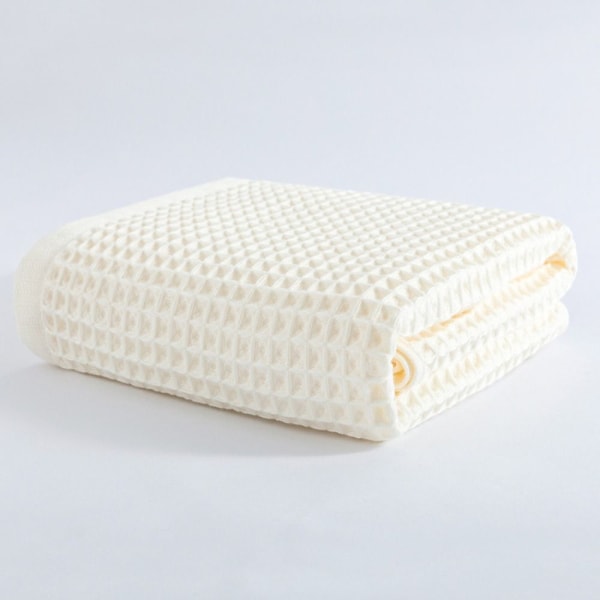 Bomuldsvaffelbadehåndklæde Ensfarvede håndklæder GUL yellow
