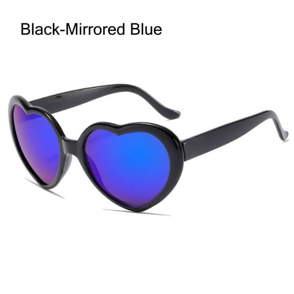 Hjärtsolglasögon Hjärtformade solglasögon SVART-SPEGEL BLÅ Black-Mirrored Blue