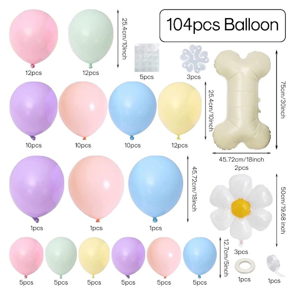 Blå balloner Bue Garland Kit Hunde fødselsdag