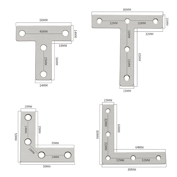 10 STK Vinkel Hjørne Kode Beslag Stand SORT 80MM black 80mm