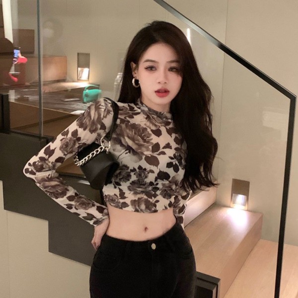 Pitkähihainen T-paita Vintage Hottie Cropped Tops KHAKI Khaki