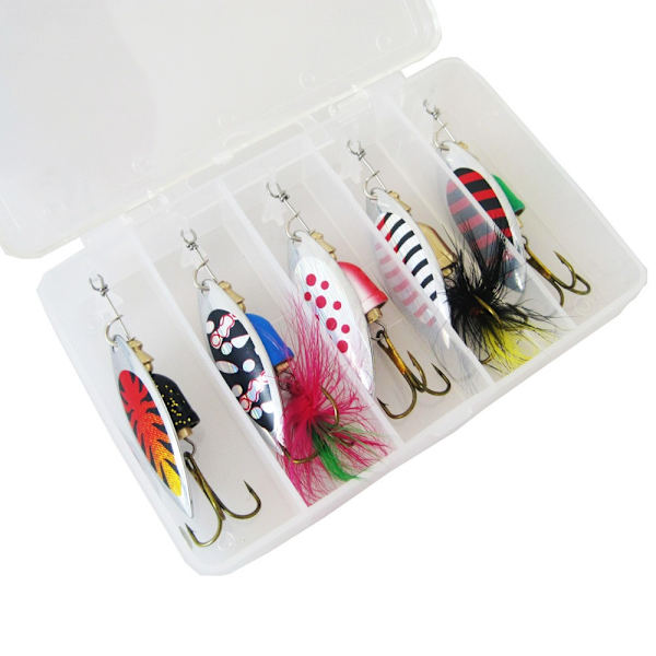 5 st Metallsked Lure Spinner Baits Kit Köttätande fisk