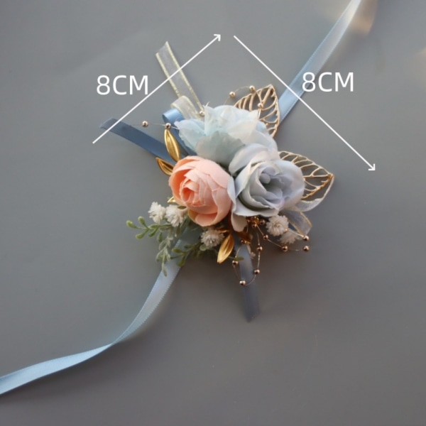 Bridesmaid Wrist Flower Groom's Corsage BLUE CORSAGE CORSAGE Blue Corsage-Corsage