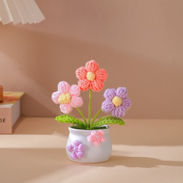 Virkad stickad blomkruka Tulpanväxter i krukväxt 2 2 2
