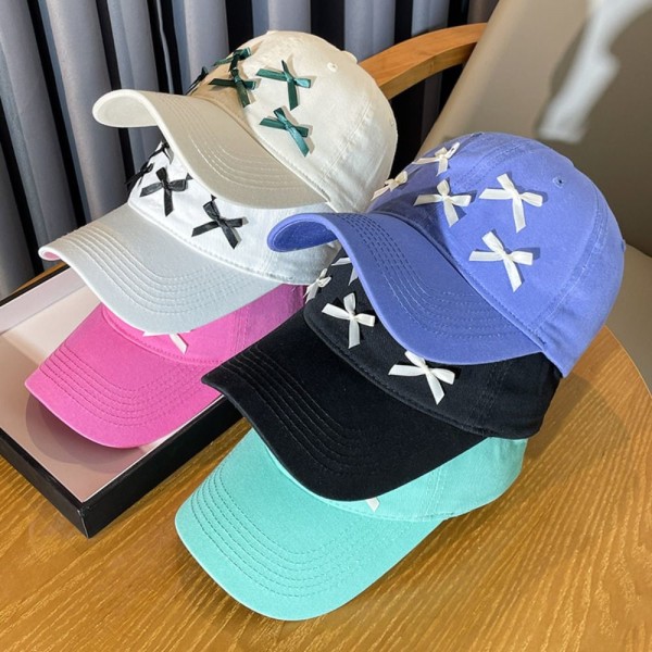 Bow Knot Baseballall Cap Dopamin Baseball Cap HVIT White