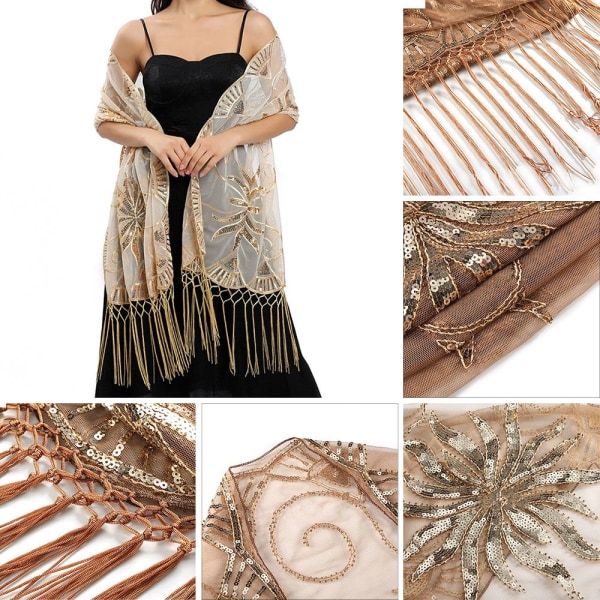 Flapper Sjal Paljettsjal FÄRG 4 FÄRG 4 Color 4