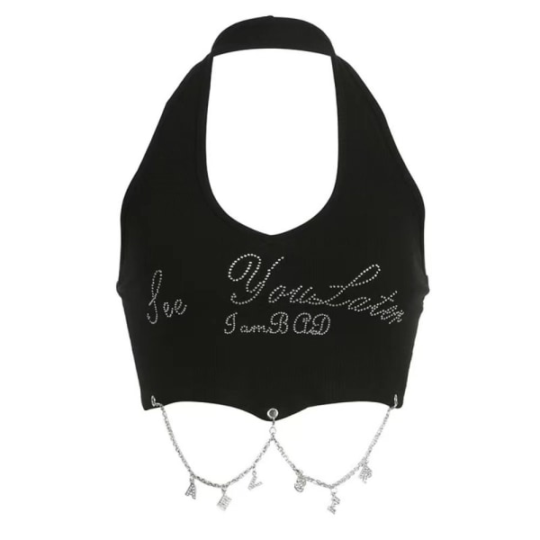 Hanging Neck Vest Ærmeløs Camisole SORT black