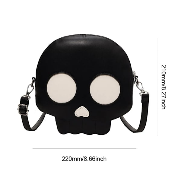 Læder skuldertaske Skull Crossbody taske SORT Black