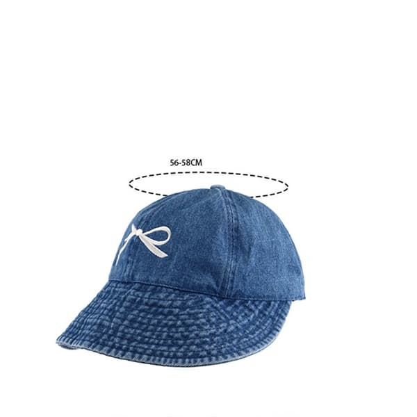 Rosettbroderad Solhatt i Denim, Blå Blue
