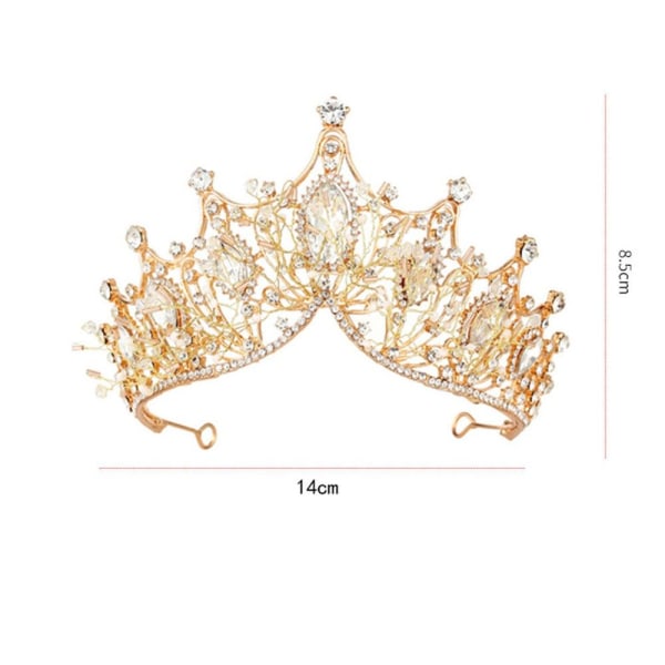 Bridal Crown Tiaras Bride Rhinestone Pannband GULD gold