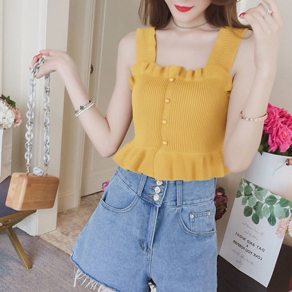 Strap Vest Outerwear Vest KELTAINEN Yellow