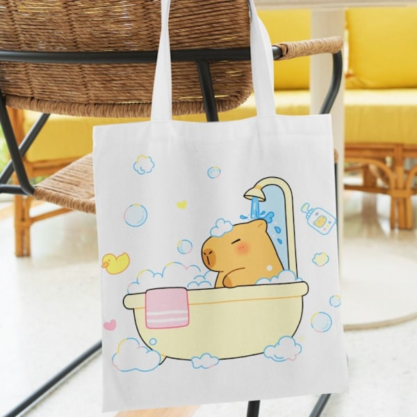 Canvasväska Tecknad Capybara Tote 9 9 9