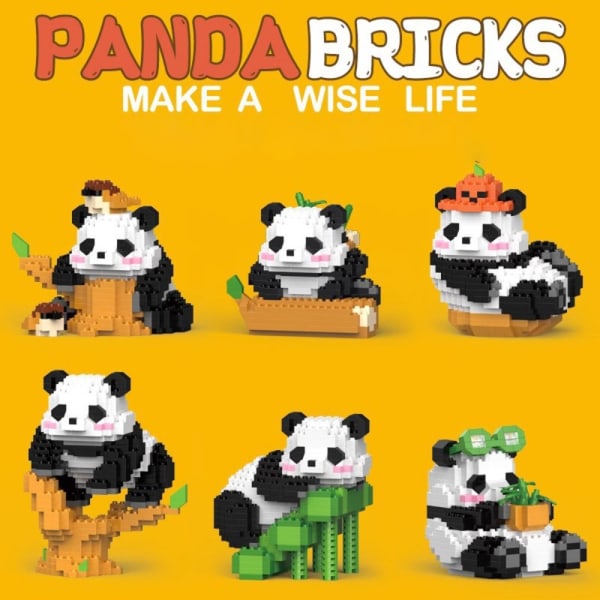 Panda Building Block Leksaker Monterade Leksaker 3 3 3