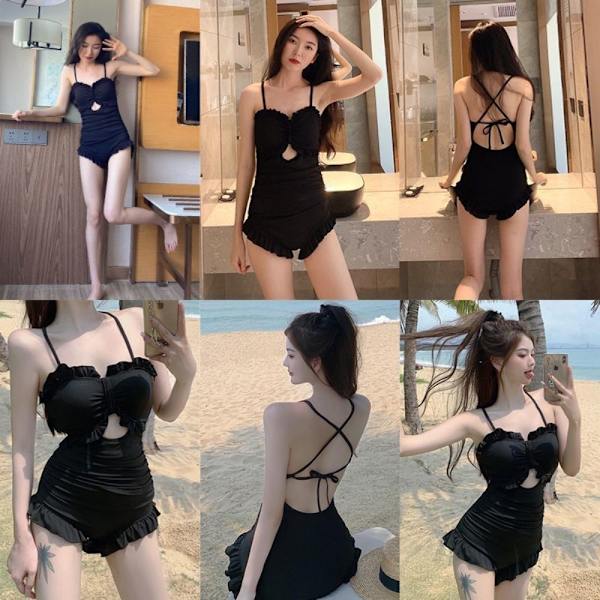 One Piece Skirt Badedragt Todelt sæt Badedragt SORT L Black L