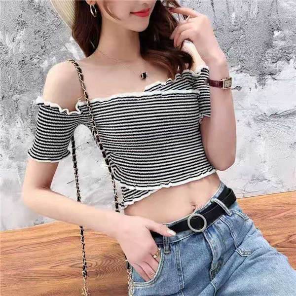 LyhythihaisetT-paidat Tube Top WHITE STRIPE VALKOINEN RAITA White Stripe