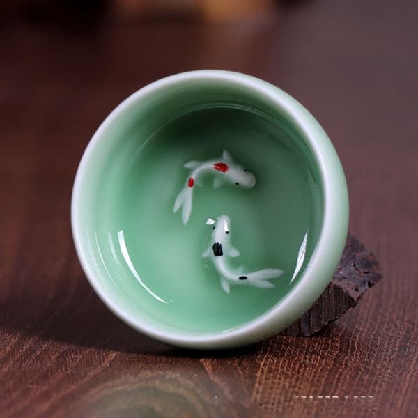 Longquan Celadon Porcelæn Tekrus Guldfisk Tekopskål A A A