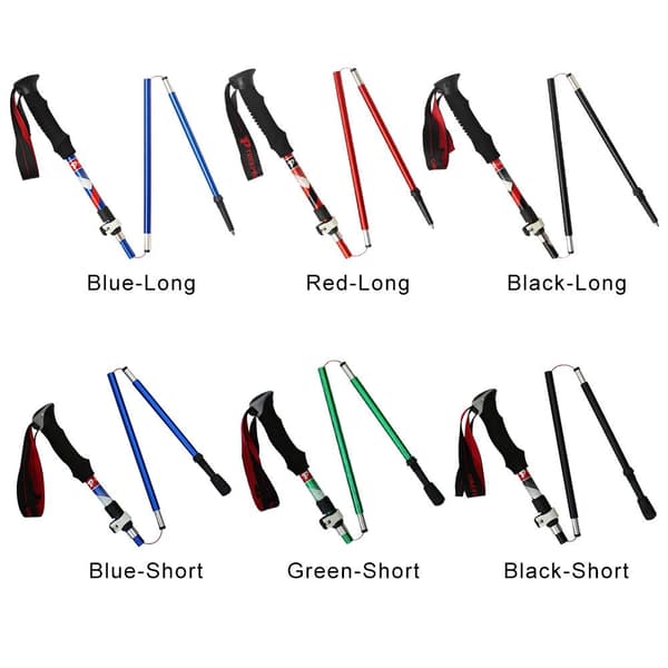 Foldbare vandrestave, foldbare trekkingstave, RØD LANG LANG Red Long-Long