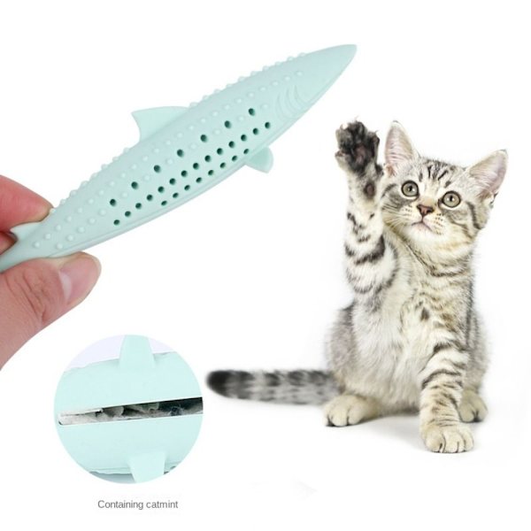 Kattmynta Silikon Fisk Fisk Form Naggande leksak Katt Teaser Stick